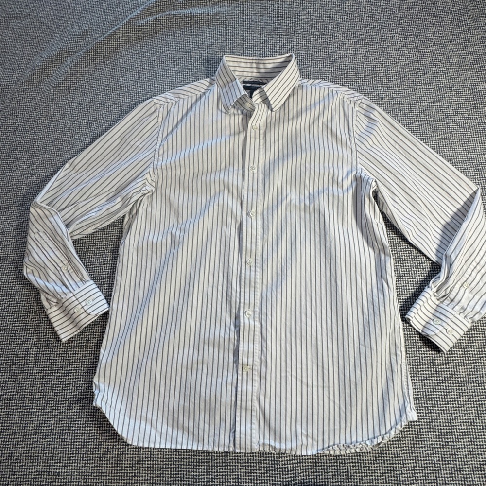 Banana Republic Mens Large Tailored Slim Fit Striped Button Down Shirt Cotton